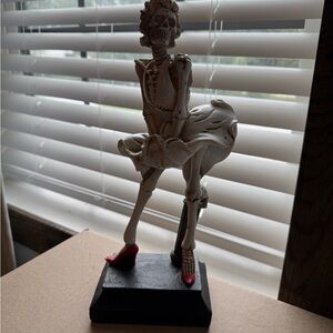 Marilyn Monroe Skeleton Figurine with Red Shoes